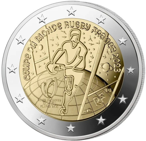 2 евро, Чемпионат мира по регби, биметалл, Франция, 2023