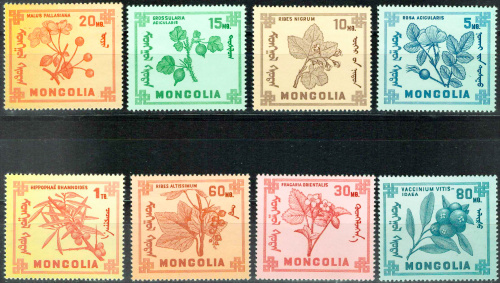 1968. Лесные дикие плоды Монголии. Фрукты и ягоды - Серия, 8 марок, Монголия