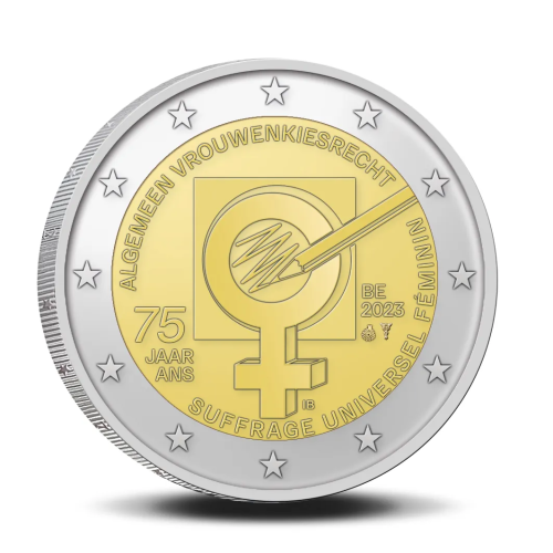 2 евро, Избирательное право женщин, биметалл, Бельгия, 2023