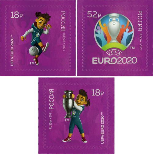 2021, 2775-2777, Чемпионат Европы по футболу ЕВРО-2020™ - Серия, 3 марки, Россия