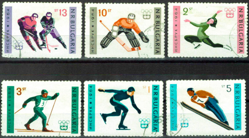 1964. Олимпийские игры в Инсбруке - Серия, 6 марок, Гашеные, Болгария