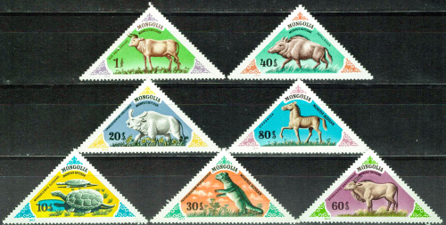 1977. Вымершие животные - Серия, 7 марок, Монголия