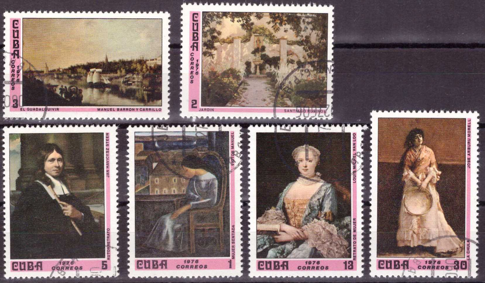 1976. Искусство, живопись - Серия, 6 марок, Гашеные, Куба