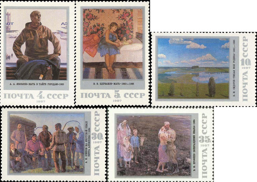 1987, 5879-5883, Русская живопись - Серия, 5 марок, СССР