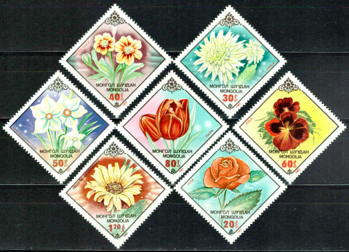 1983. Флора, цветы - Серия, 7 марок, Монголия