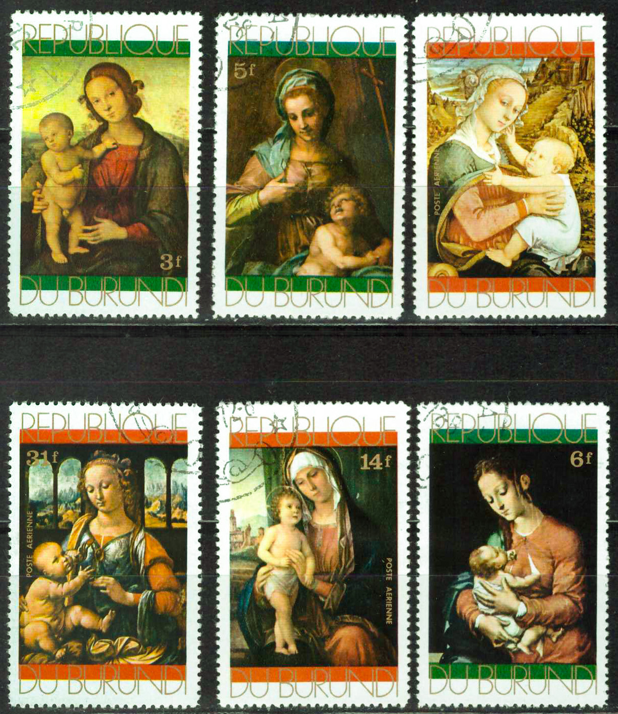 1971. Живопись, искусство - Серия, 6 марок, Гашеные, Бурунди