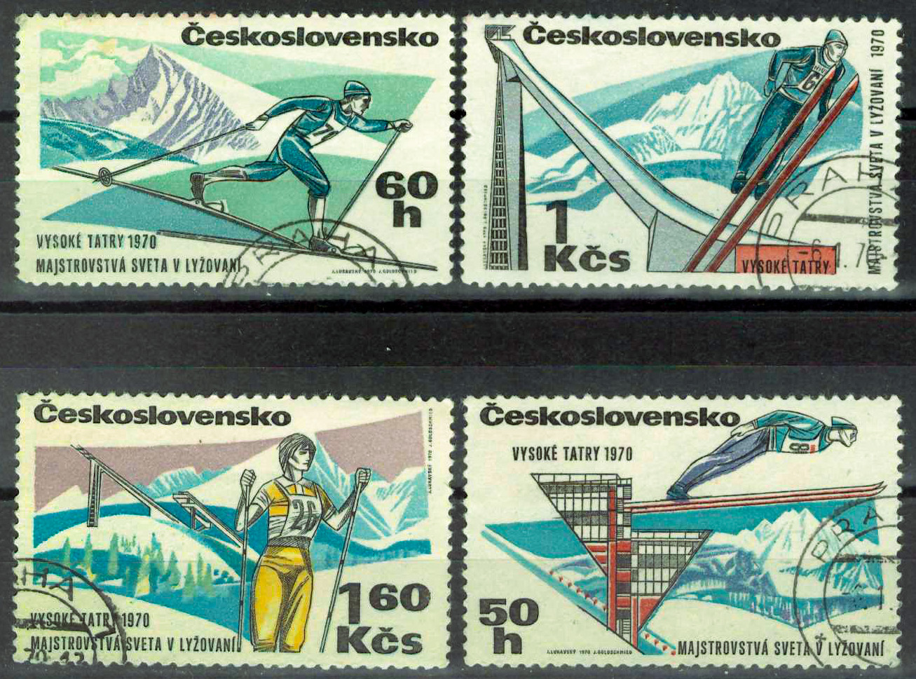 1970. Спорт - Серия, 4 марки, Гашеные, Чехословакия
