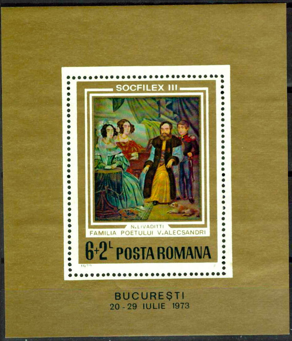 1973. Ливадитти, искусство, живопись - Почтовый блок, Румыния