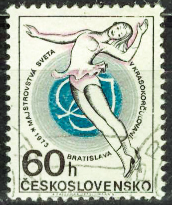 1973. Чемпионат мира по фигурному катанию в Братиславе - Почтовая марка, Гашеная, Чехословакия