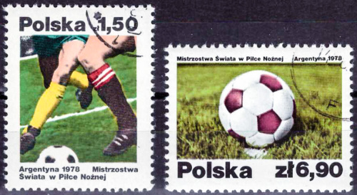 1978, Чемпионат мира по футболу в Аргентине - Серия, 2 марки, гашеные, Польша