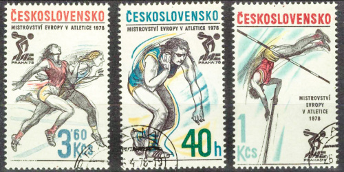 1978. Легкая атлетика - Серия, 3 марки, Гашеные, Чехословакия