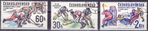 1978, Хоккей - Серия, 3 марки, гашеные, Чехословакия