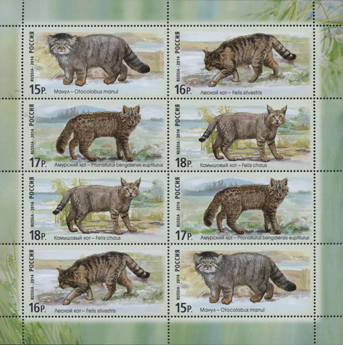 2014, 1846-1849, Фауна России. Дикие кошки - Малый лист, Россия