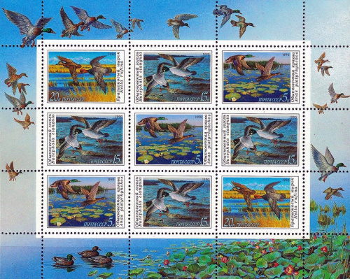 1990, 6220-6222, Утки - Малый лист, СССР