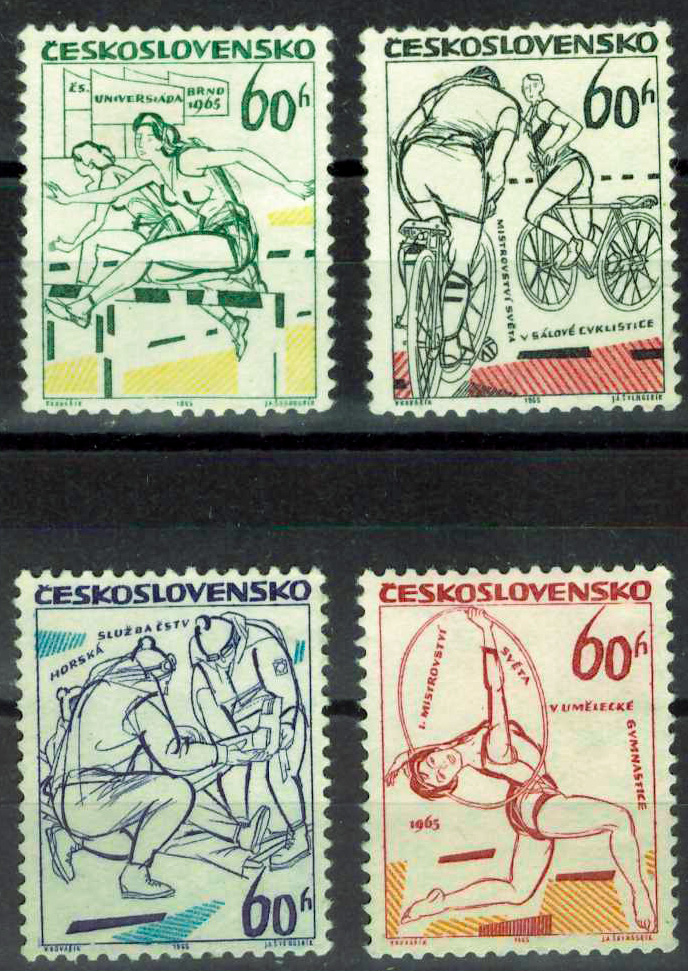 1965. Спорт - Серия, 4 марки, Гашеные, Чехословакия