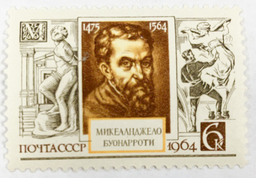 1964, 3027, 400 лет со дня смерти Микельанджело - Почтовая марка, СССР