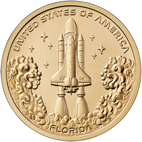Монета 1 доллар, 2025, Американские инновации — Космический шаттл NASA (Флорида), медь, США